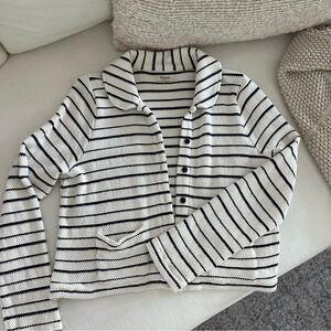 Madewell Striped Button-Front Collared Cardigan
